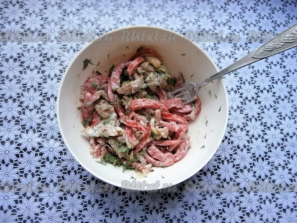 Рецепт салата баклажаны в крахмале с помидорами