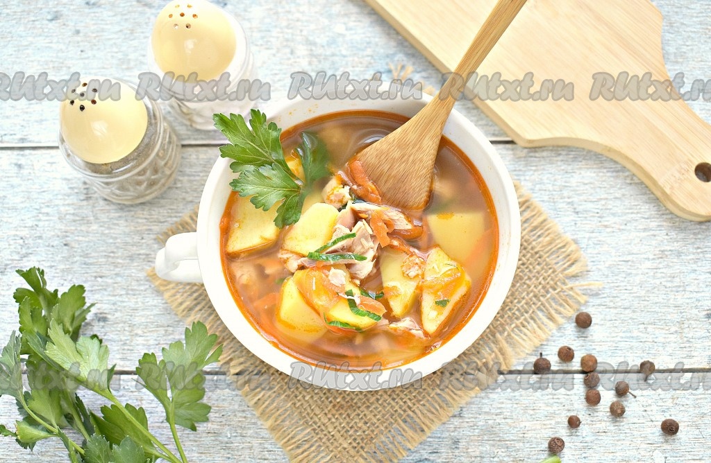 Суп из консервированной горбуши: рецепт с фото