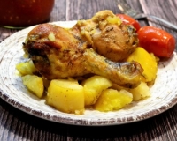 Куриные голени с картошкой в рукаве в духовке 
