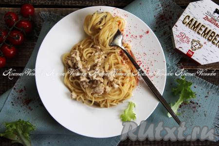 Спагетти с фаршем в сливочном соусе