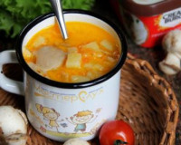 Суп с вешенками и плавленным сыром