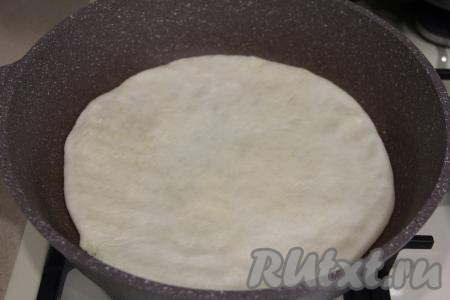 Разогреть сухую (без добавления масла) сковороду, выложить хычин. 