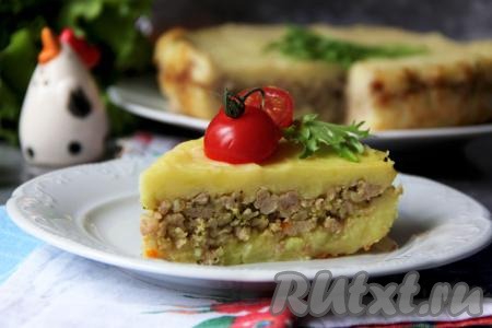 Картофельная запеканка с фаршем в мультиварке