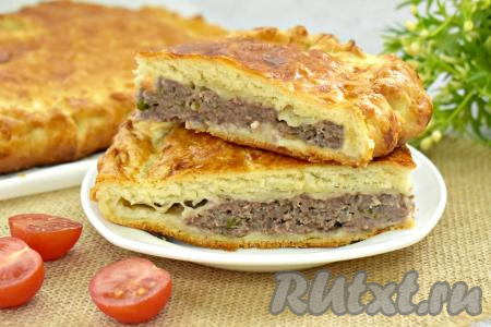 Пирог с фаршем из слоёного дрожжевого теста