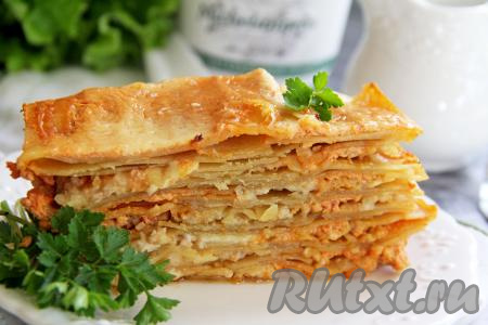 Лазанья с рикоттой и фаршем