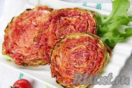 Стейки из молодой капусты в духовке