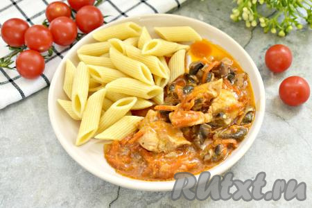 Гуляш из курицы с грибами