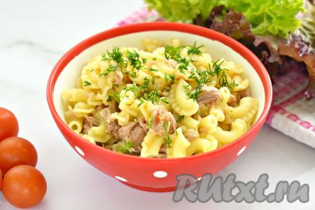 Макароны по-флотски с консервированным тунцом