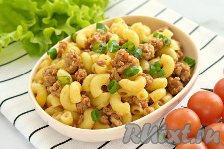Макароны по-флотски с фаршем из индейки