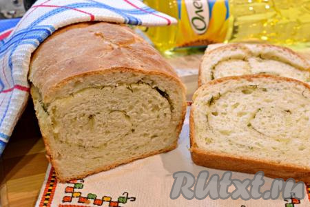 Хлеб с чесноком и зеленью в духовке