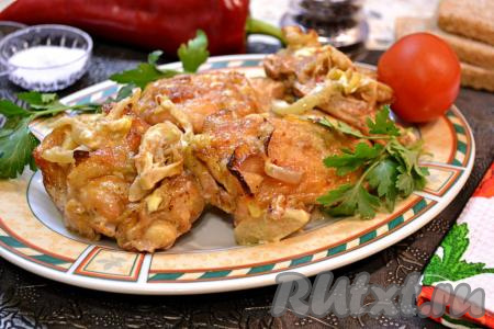 Шашлык из куриных бедер в духовке