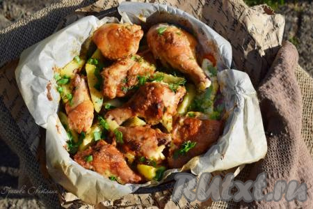 Курица кусочками с картошкой в духовке 
