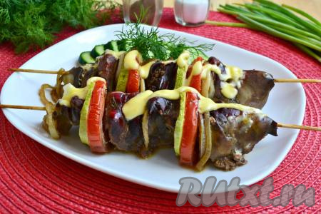 Шашлык из куриной печени в духовке