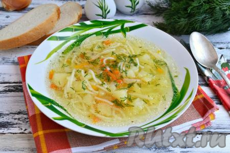 Постный суп с вермишелью
