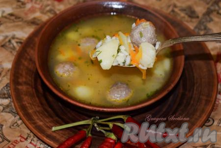Рецепт рисового супа с фрикадельками 