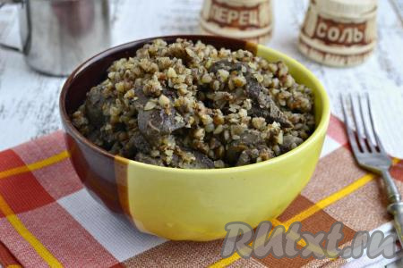 Куриная печень с гречкой в мультиварке