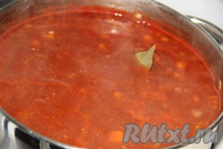 Варить куриный суп 5 минут, затем добавить лавровый лист, посолить, выключить огонь и дать настояться минут 10-15 под крышкой.