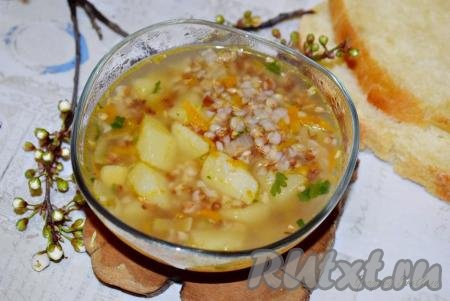 Постный суп с гречкой 