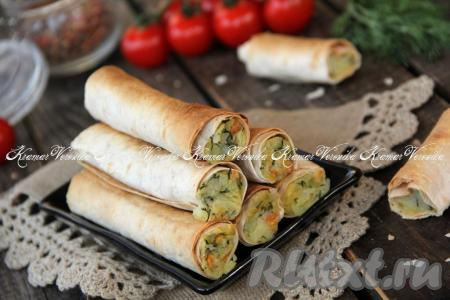 Трубочки из лаваша с картошкой