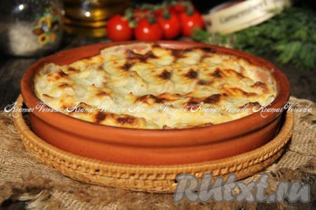 Запеканка из цветной капусты и куриного филе