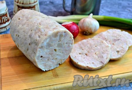 Домашняя куриная колбаса в пищевой пленке
