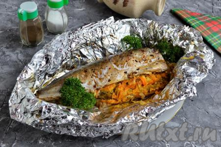 Фаршированная скумбрия в фольге в духовке