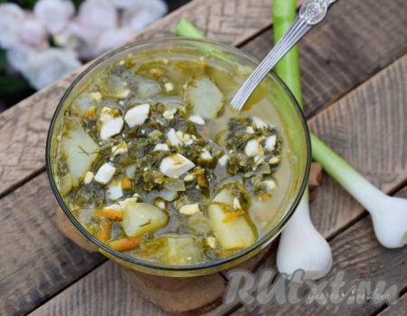 Щавелевый суп с яйцами без мяса