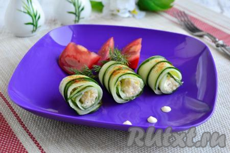 Рулетики из свежих огурцов с начинкой