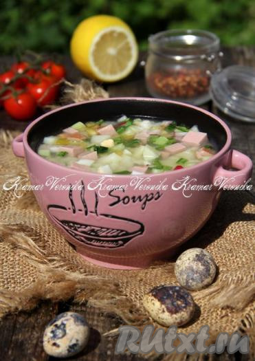 Окрошка с картошкой и колбасой