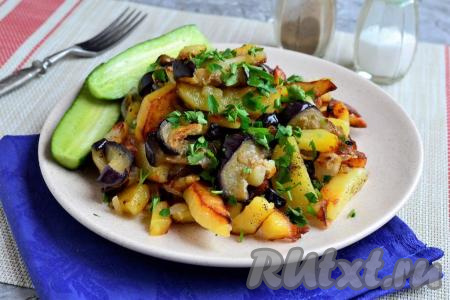 Рецепт картошки, жареной с баклажанами