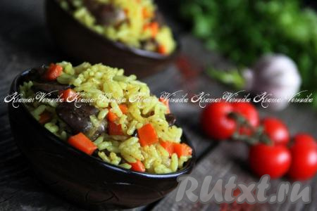 Плов с куриными сердечками в мультиварке