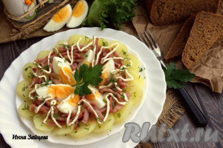 Салат "Деревенский" с картошкой и солёными огурцами