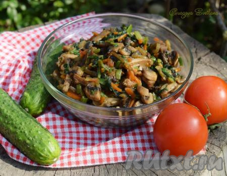 Рецепт шпината с шампиньонами