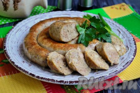 Домашняя колбаса из курицы и свинины
