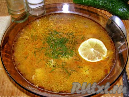 Рассольник с курицей и рисом