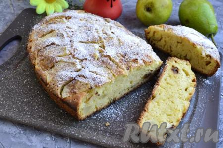 Творожный пирог с грушами