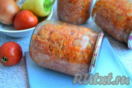 Рецепт овощного салата с рисом на зиму