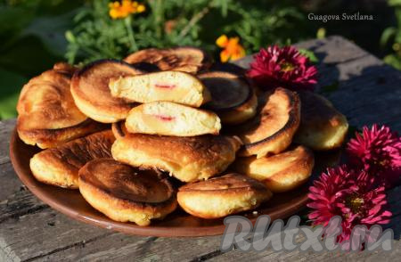 Оладьи с персиками
