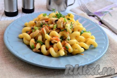 Макароны с шампиньонами в сливочном соусе