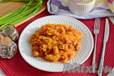 Свинина, тушёная с капустой в мультиварке