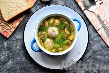 Суп с шампиньонами и фрикадельками