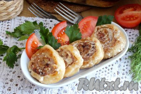 Ленивые пельмени в сметанном соусе в духовке