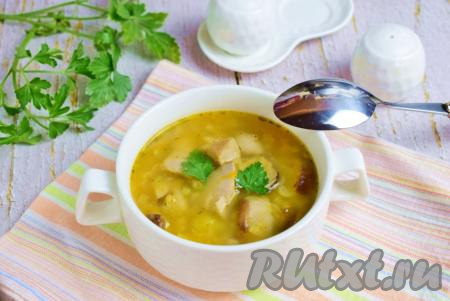 Суп из красной чечевицы с грибами