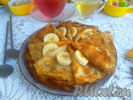 Банановые блины на молоке