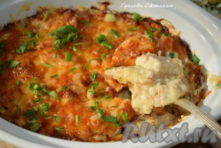 Куриное филе со сливками и сыром в духовке