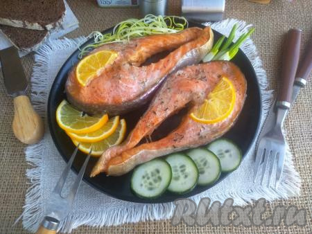 Стейки сёмги с лимоном в фольге в духовке