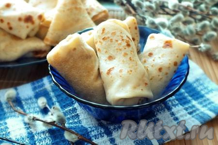 Блины, фаршированные капустой и яйцами 