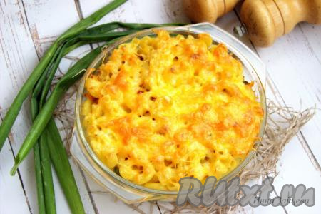 Макароны с фаршем и сливками в духовке