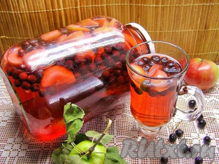 Компот из яблок и черноплодной рябины на зиму на 3-литровую банку