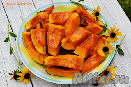 Дольки тыквы, запечённые с сахаром в духовке